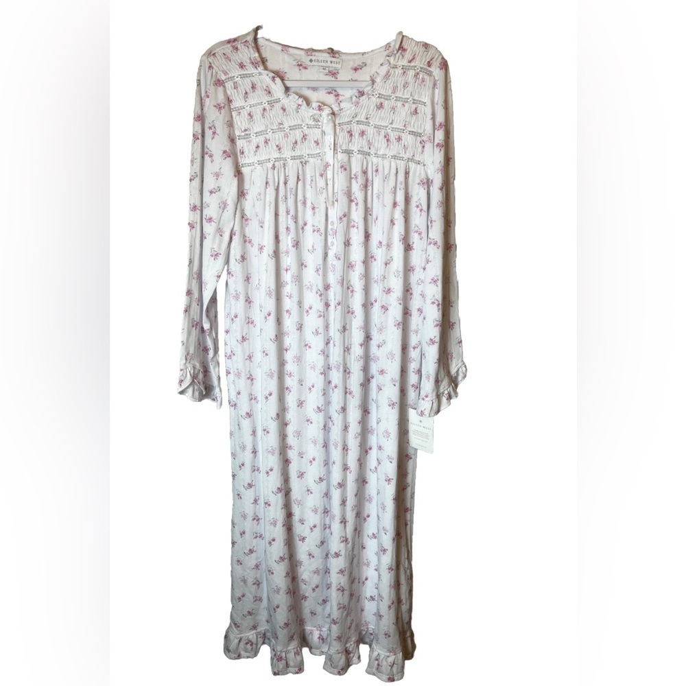 NWT West ROSEBUDS Pointelle SOFT Modal Long Sleeve Ballet Nightgown Size M - Picture 2 of 7